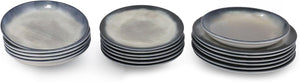 Elegant 18 Piece Dinner Service 100% Porcelain Dark Blue & Brown