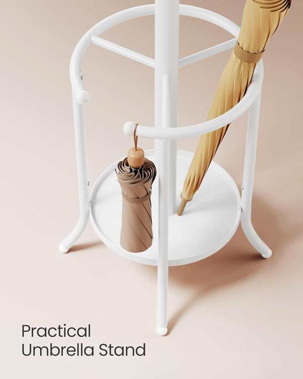 Metal Coat Stand with 12 Hooks & Umbrella Holder