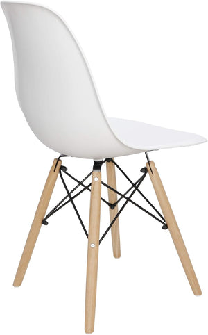 Modern Dining Chair Set of 4, Mid Century Modern DSW Chair, Side Chairs with Wooden Legs, Shell Lounge Plastic Chair for Kitchen, Dining, Bedroom, Living Room - Karrari