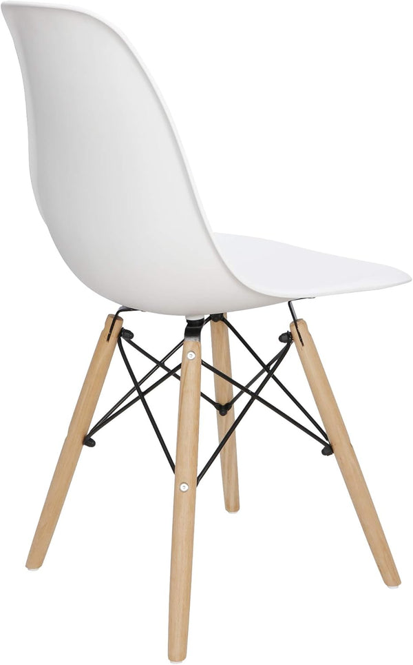 Modern Dining Chair Set of 4, Mid Century Modern DSW Chair, Side Chairs with Wooden Legs, Shell Lounge Plastic Chair for Kitchen, Dining, Bedroom, Living Room - Karrari