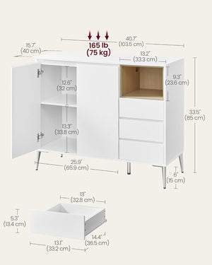 Modern Sideboard with Drawers & Adjustable Shelf - Karrari