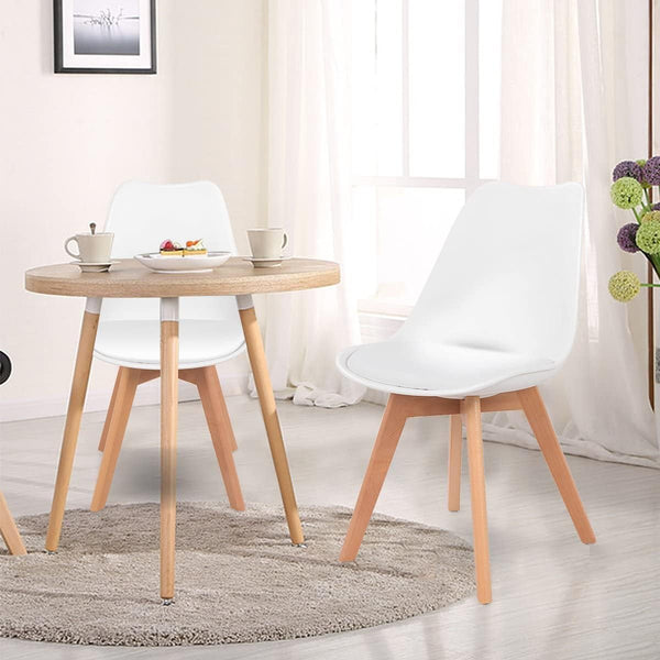 Dining Chairs Modern Home Dining Room Kitchen Waiting Room Armless Side Chair w/Padded Seat Wood Legs White (Set of 4) - Karrari