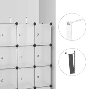 12-Cube Plastic Shoe Organizer with Doors - Karrari