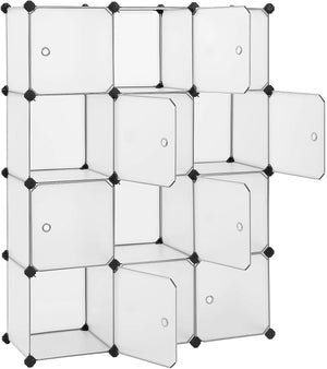 12-Cube Plastic Shoe Organizer with Doors - Karrari