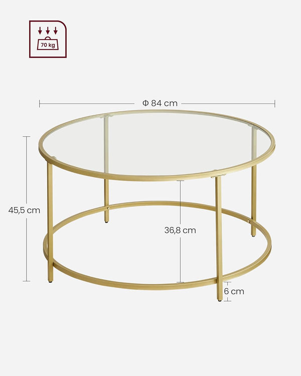 Gold & Glass Round Coffee Table - Karrari