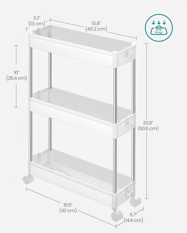 3-Tier Rolling Storage Cart with Wheels