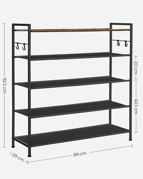 5-Tier Metal Shoe Rack (20–25 Pairs) - Karrari