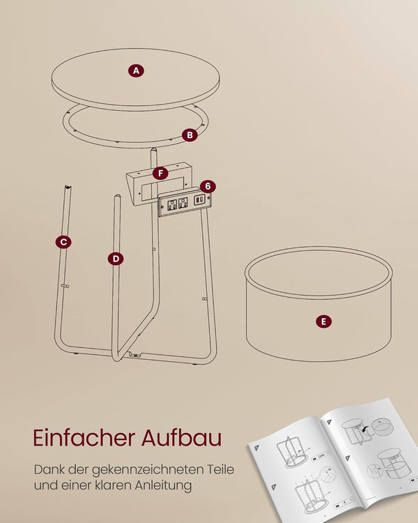Side Table with Socket & Basket - Karrari