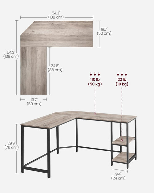 L-Shaped Corner Gaming Desk with Storage Shelves - Karrari