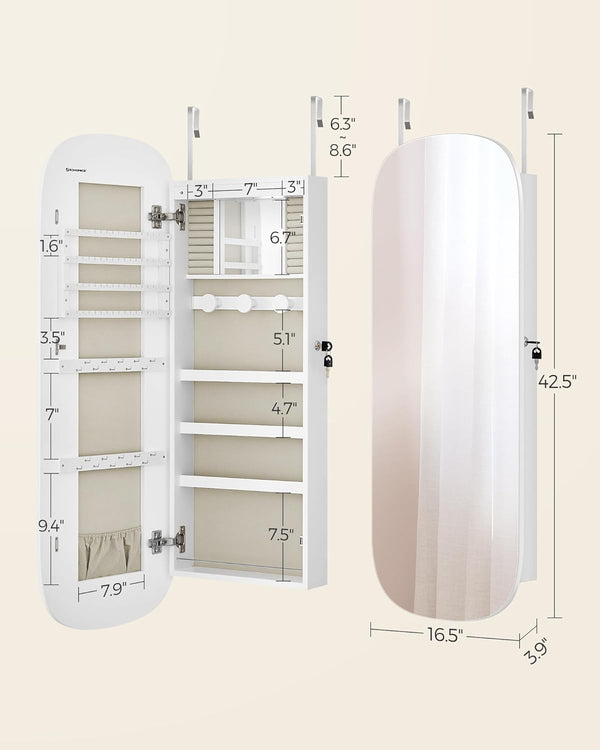 Lockable LED Jewellery Cabinet with Mirror - Karrari