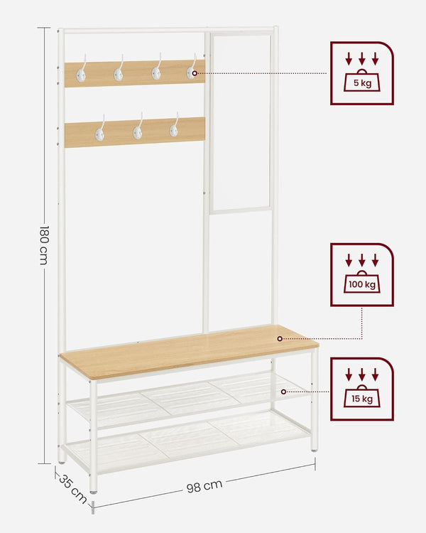 Coat Rack with Mirror & Bench - Karrari
