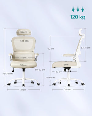 Ergonomic Chair with Double-Layer Breathable Mesh Fabric & Adjustable Headrest - Karrari
