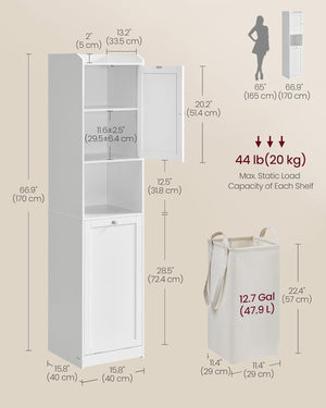 Tall Bathroom Cabinet with Laundry Basket - Karrari
