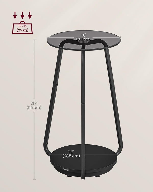 2-Tier Glass Round Side Table - Karrari