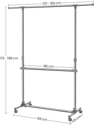 Adjustable Double Clothes Rail on Wheels - Karrari