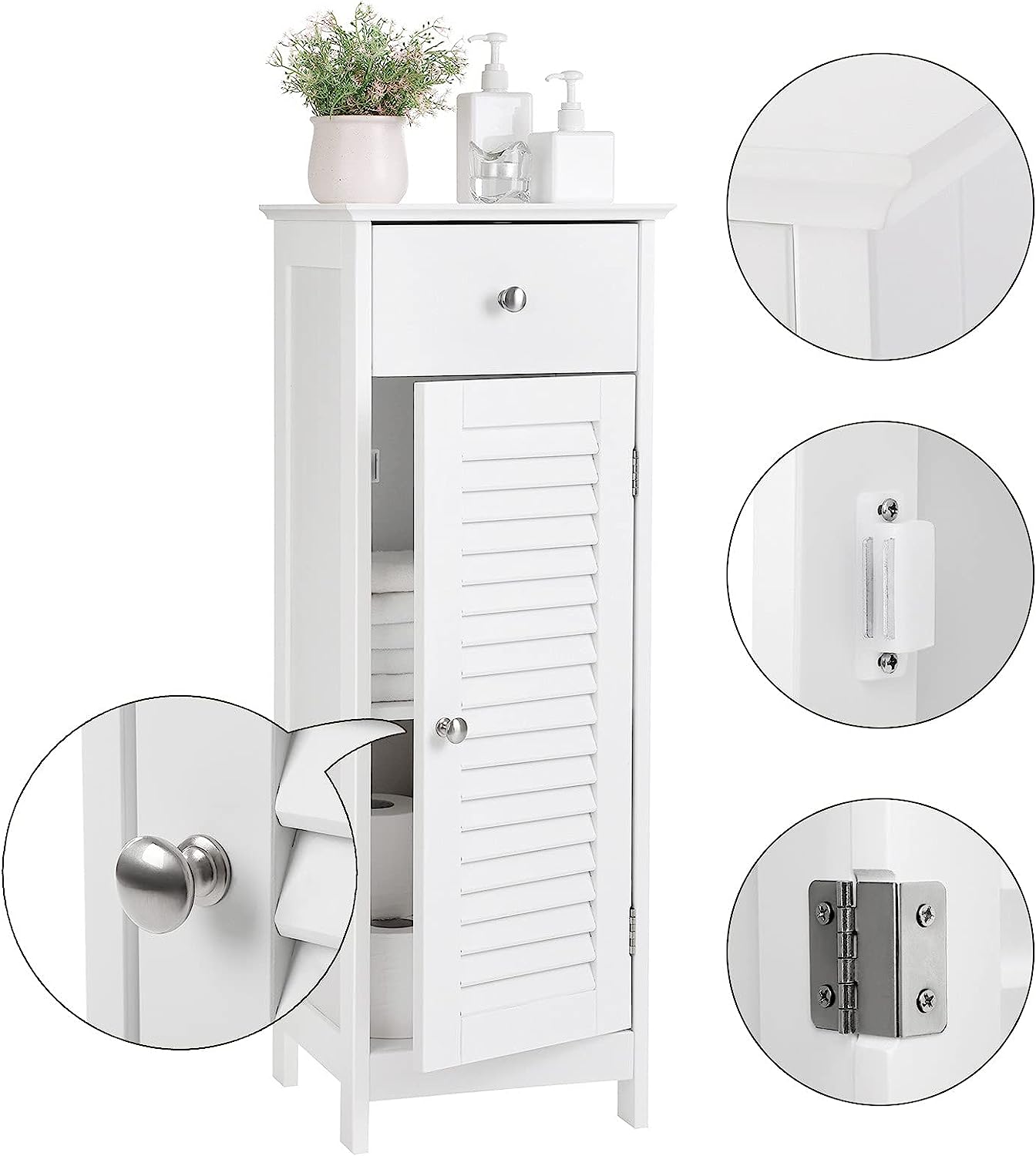 Bathroom Cabinet Space Saving Cabinet with Drawer and Shutter Door