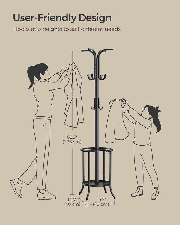 Coat Rack - Umbrella Holder, 12 Hooks - Karrari