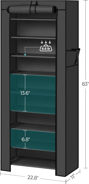 10-Tier Shoe Rack with Cover, Shoe Storage Cabinet for 27-35 Pairs