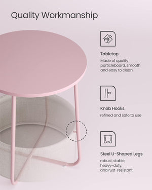 Side Table with Fabric Basket