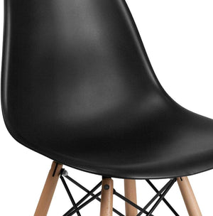 Modern Dining Chair Set, Shell with Wood Legs for Kitchen, Dining, Living Room, Set of 4, Black, 18.11" W x 20.28" D x 32.68" H - Karrari