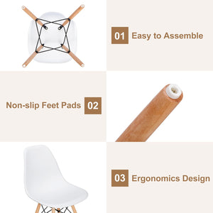 Modern Dining Chair Set of 4, Mid Century Modern DSW Chair, Side Chairs with Wooden Legs, Shell Lounge Plastic Chair for Kitchen, Dining, Bedroom, Living Room - Karrari