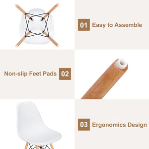 Set of 2 Modern Black Dining Chairs with Wood Legs - Karrari