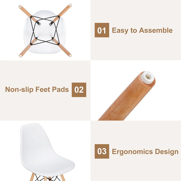 Set of 2 Modern Black Dining Chairs with Wood Legs - Karrari