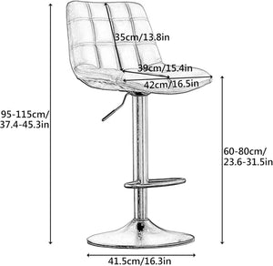 Adjustable Bar Stools – Brown & Black Metal Base(Set of 2) - Karrari