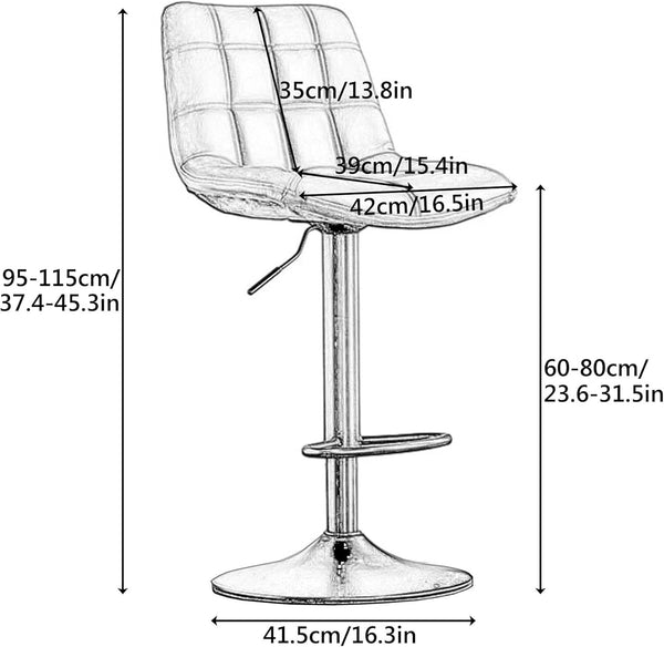 Adjustable Bar Stools – Brown & Black Metal Base(Set of 2) - Karrari