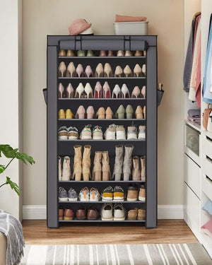 10-Tier Shoe Rack with Cover, Shoe Storage Cabinet for 40-50 Pairs