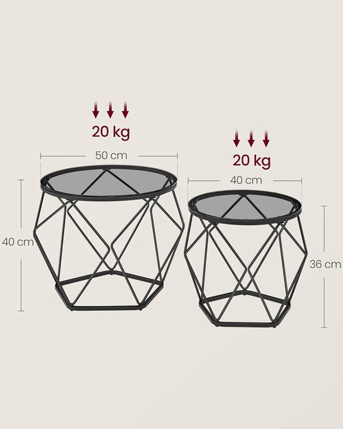 2-Piece Round Coffee Tables with Removable Tops