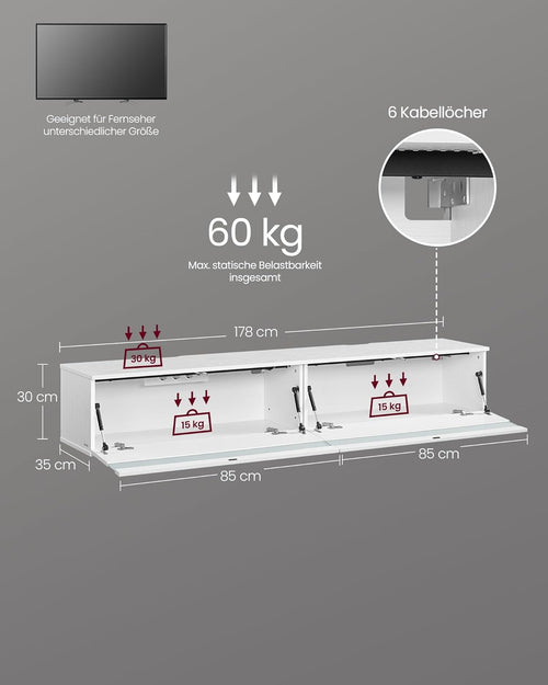 Modern Hanging TV Unit – Wall-Mounted with LED