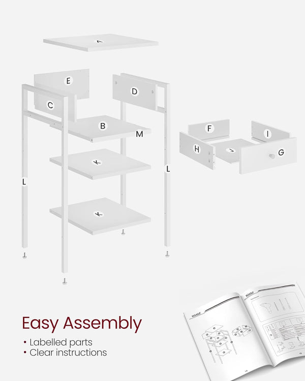 Bedside Table - Drawer & Adjustable Shelf - Karrari