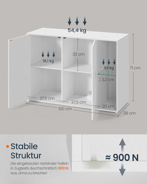 Sideboard Cabinet with Glass Shelf & LED Lighting - Karrari