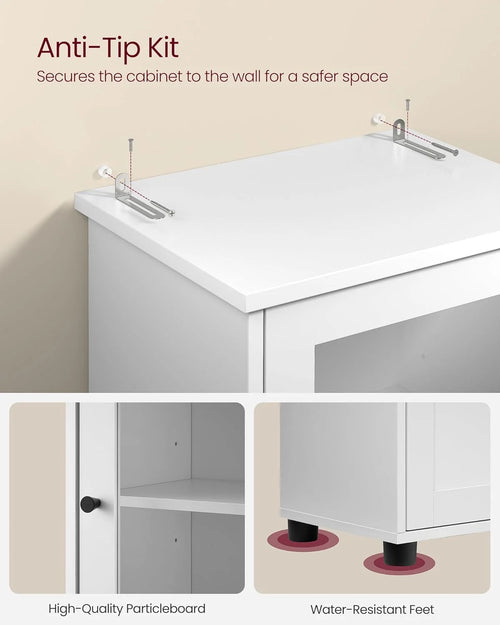 Freestanding Bathroom Cabinet with Glass Door