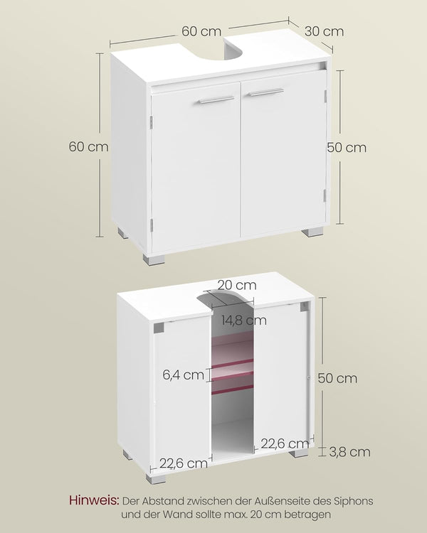 Under Sink Bathroom Cabinet with 2 Doors - Karrari