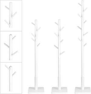 Adjustable Wooden Coat Rack with 8 Hooks