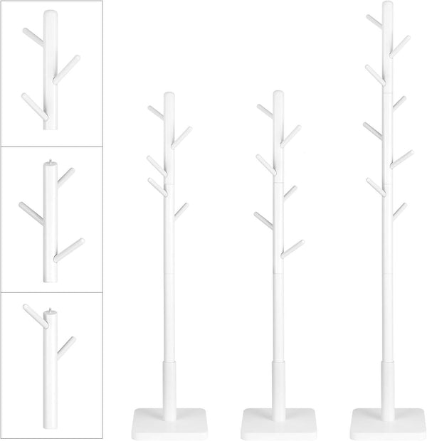 Adjustable Wooden Coat Rack with 8 Hooks