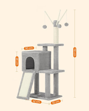 Light Grey Cat Tree Tower for Indoor Cats & Kittens - Karrari