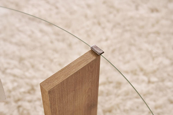 Stylish Coffee Table Tempered Glass Top - Sapphire Oak - Karrari