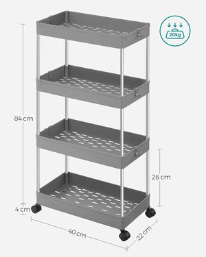 4-Tier Rolling Storage Trolley - Dove Grey - Karrari