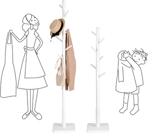 Adjustable Wooden Coat Rack with 8 Hooks