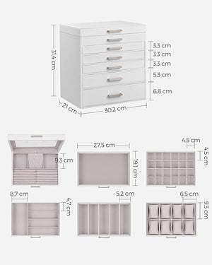 Large 6-Layer Jewellery Box with 5 Drawers - Karrari