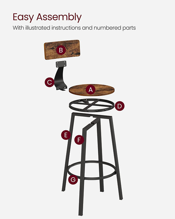 Set of 2 Bar Stools with Backrests - Karrari