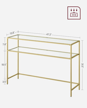 Gold Console Table with Glass - Karrari