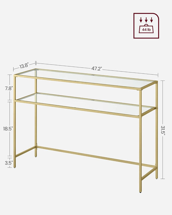 Gold Console Table with Glass - Karrari