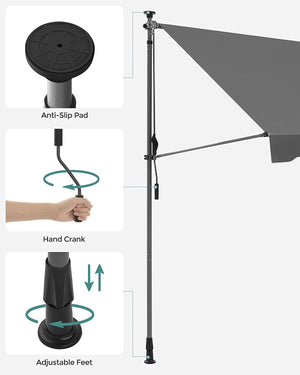 Balcony Awning - Adjustable Sun Shade with Crank Handle - Karrari
