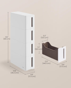 4-Tier Rolling Storage Tower, Narrow Space-Saving Shelf