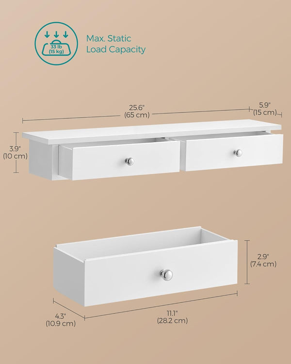 Wall Shelf with 2 Drawers – Gloss Finish