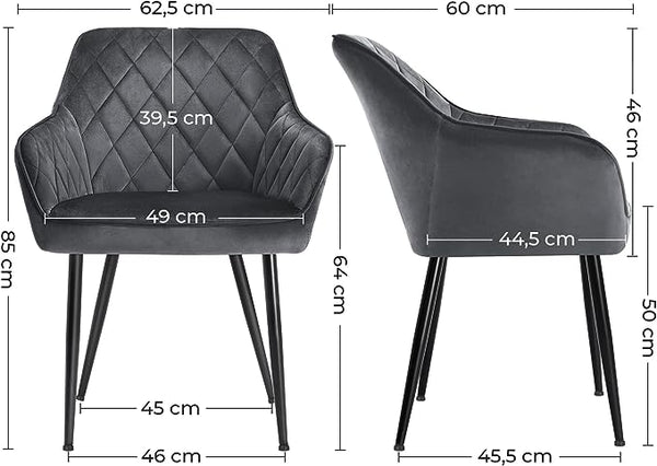 Dark Grey Upholstered Dining Chair - Karrari